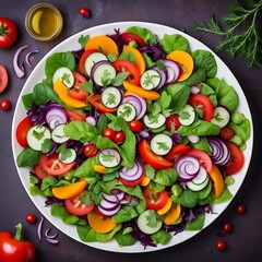 Plate of Salad with vegetables and cheese