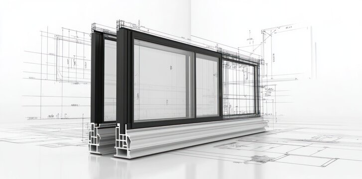 Modern Window Design on Blueprint