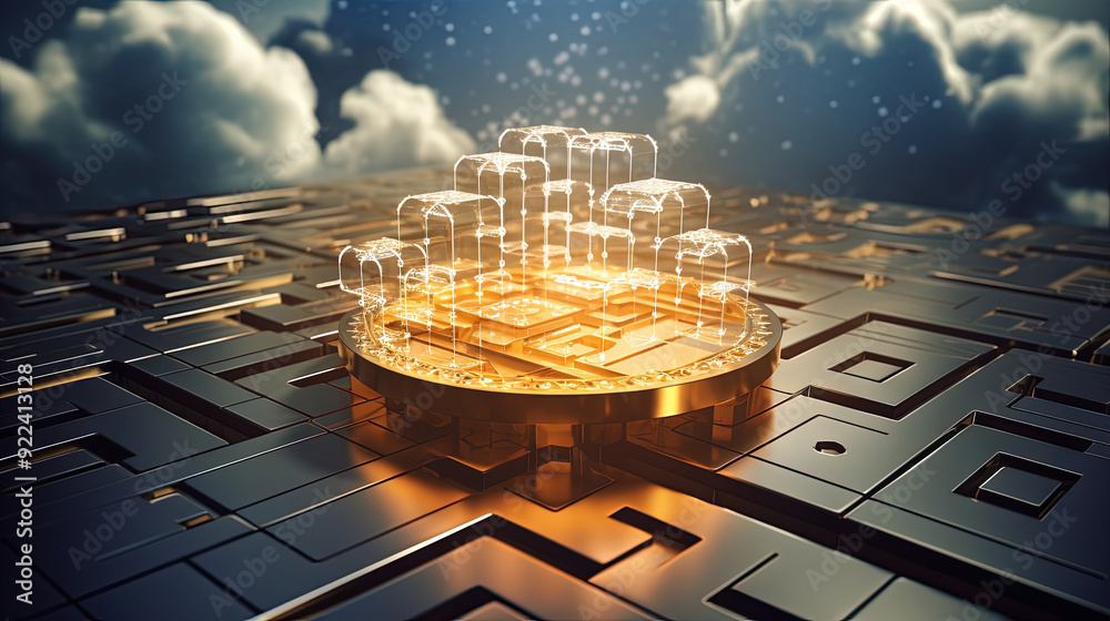 Aufkleber Data cloud structure concept with digital technology cloud sign for online backup and network compute power service.