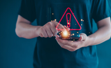 Malicious software, virus and cybercrime, System warning hacked alert,  cyberattack on online network, data breach, risk of website. compromised information concept.