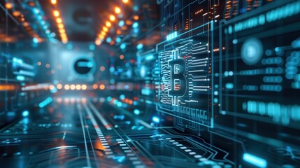 Fototapeta premium Crypto art displayed in a virtual environment, stylish and futuristic.