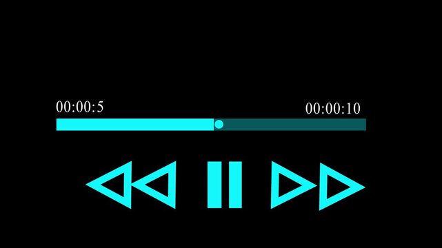 Music play bar animation with pink color on black background. Music player scroll bar button , Music timeline player with loading bar.