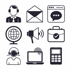 Communication and media icon silhouette isolated vector art illustration