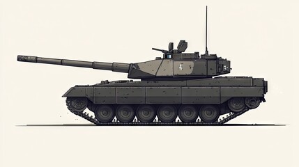 Fototapeta premium Side view of a powerful American military tank