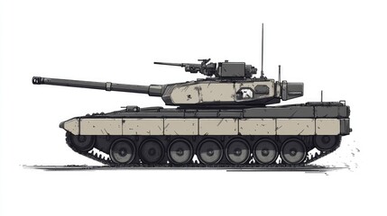 Fototapeta premium Side view of a powerful American military tank