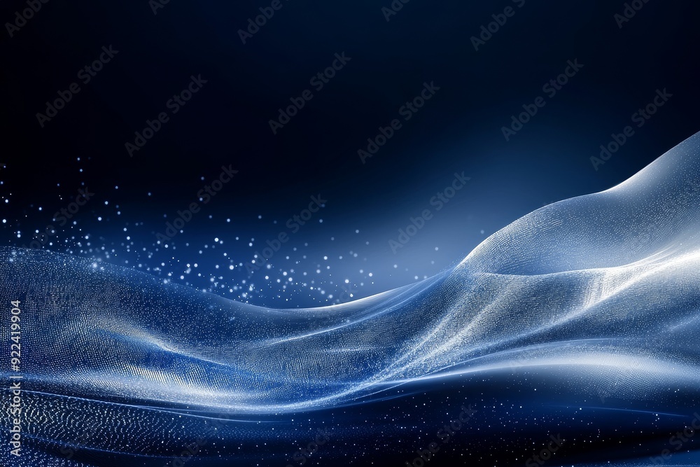 Poster an abstract technology background with glowing lines depicts a big data visualization concept.