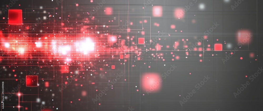Wall mural 3d rendering of a futuristic ic circuit in red