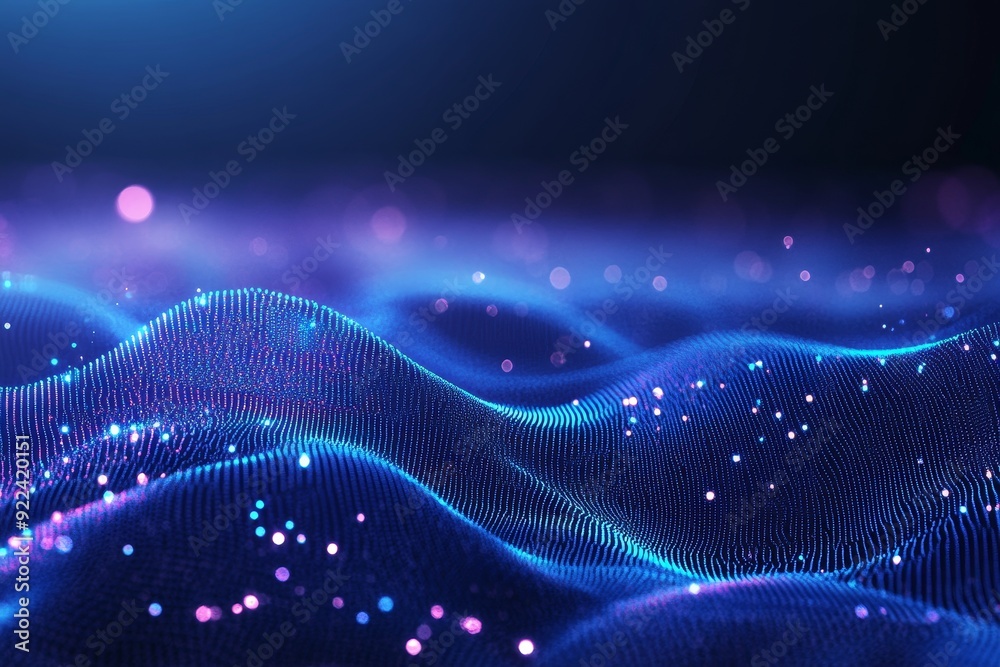 Poster visualization of big data with glowing lines against an abstract technology background. 3d rendering