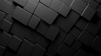 An abstract wallpaper made up of interlocking black blocks. A technical 3D render.