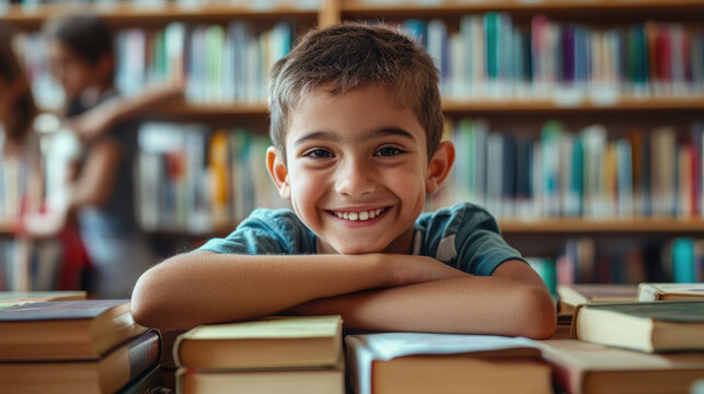 International School Library Day. the school library. children in the library - Powered by Adobe