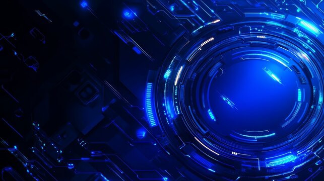Digital abstract creative concept illustration with high speed glowing lines created by technology circular turntables