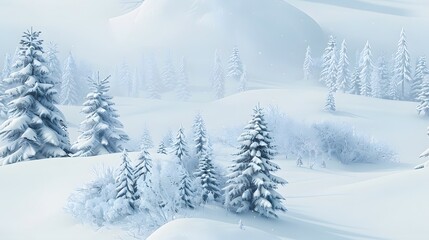 Naklejka premium Snowy Winter Forest Landscape