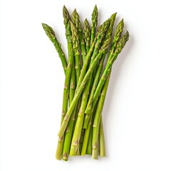 Close up of Fresh green asparagus on an isolated white background