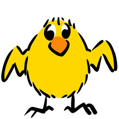 Cute yellow chick in cartoon style.