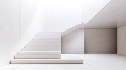 Obraz premium A white staircase leading to a white platform, capturing the simplicity and elegance of modern architecture.