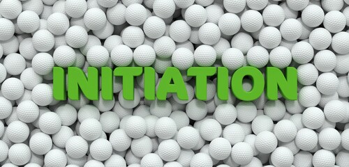 texte INITIATION entouré de balles de golf - rendu 3D