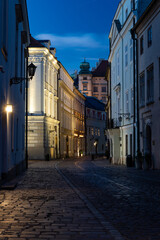 Kanonicza street and Wawel Castle in the night, Krakow old city, Poland