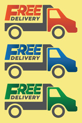 Free delivery business sale label design vector