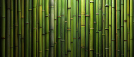 Fototapeta premium Bamboo wall with a logo frame in the center1