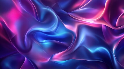 Obraz premium Iridescent, silky fabric swirls in mesmerizing hues of pink and blue, creating a dreamy, abstract pattern that exudes luxury and elegance.