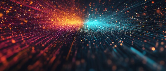 A D search engine with data streams flowing into a central point, symbolizing information gathering and analysis