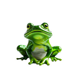 Obraz premium A playful, shiny green frog alone.