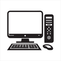 Fototapeta premium computer icon Vector silhoutte illustration on a white background. 