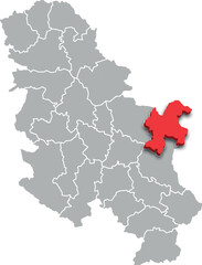 Fototapeta premium bor district map ADMINISTRATIVE DIVISIONS of SERBIA 3d isometric map