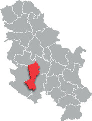 moravica district map ADMINISTRATIVE DIVISIONS of SERBIA 3d isometric map