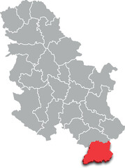 Obraz premium pčinja district map ADMINISTRATIVE DIVISIONS of SERBIA 3d isometric map