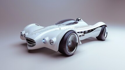 White futuristic sports car with chrome accents.