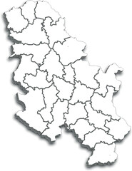 Obraz premium SERBIA MAP WITH ITS DISTRICTS AND POLITICAL ADMINISTRATIVE DIVISIONS