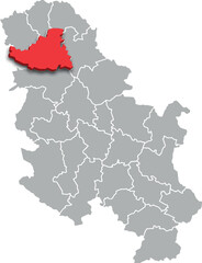 Obraz premium SOUTH Bačka district map ADMINISTRATIVE DIVISIONS of SERBIA 3d isometric map