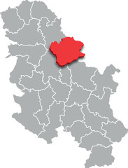 SOUTH BANAT district map ADMINISTRATIVE DIVISIONS of SERBIA 3d isometric map