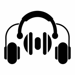 Headphones icons set silhouette vector art illustration
