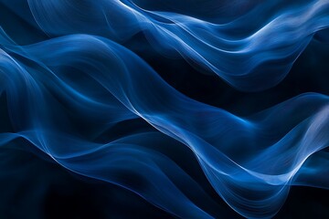 Obraz premium Dynamic Blue Wave Patterns Dancing on Black Background