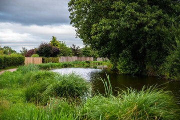 Obraz premium Grand Western Canal Country Park and Local Nature Reserve meanders for 11 miles through beautiful Mid Devon countryside, Tiverton, Devon, England, UK