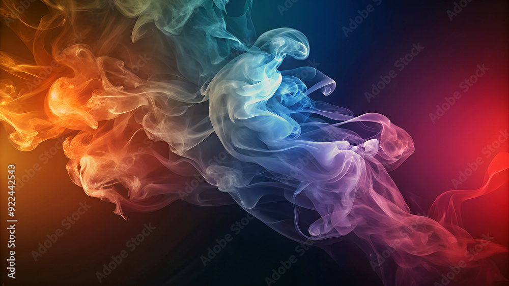 Wall mural colorful smoke on black background