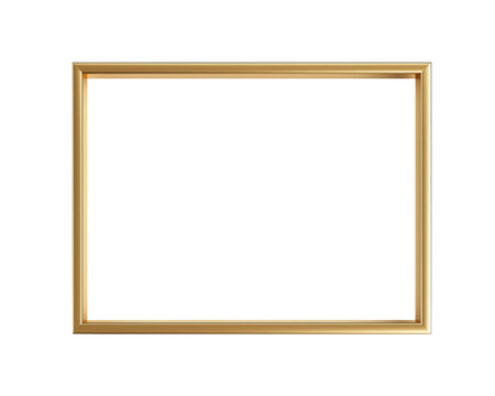 Elegant gold picture frame on white background