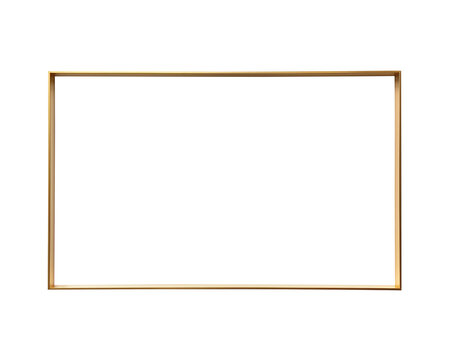 Minimalist gold rectangular frame, isolated on a white background, ideal for modern design projects or artwork display