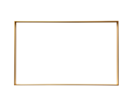 Minimalist gold rectangular frame, isolated on a white background, ideal for modern design projects or artwork display