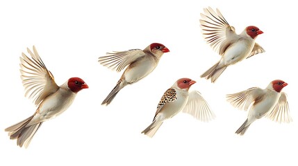 Obraz premium Majestic Birds Soaring in Perspective on White Background Sticker