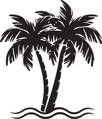 Palm tree illustration silhouette vector art design