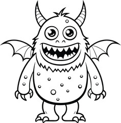 a cartoon of a monster  illustration black and white