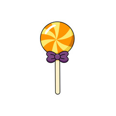 Lollipop with a bow. Sweets for the game trick or treat Illustration for the Halloween holiday