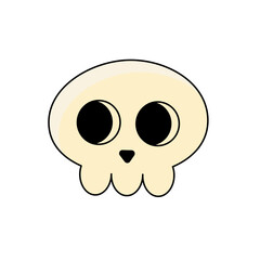 Hand-drawn skull in kawaii style. Illustration for the Halloween holiday