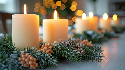 Dining table decorated for an evening dinner party  