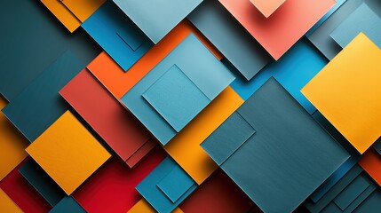 Abstract geometric shapes with vibrant colors and ample copy space.