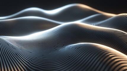 Naklejka premium Abstract Wavy Surface with Parallel Lines and Light Reflection