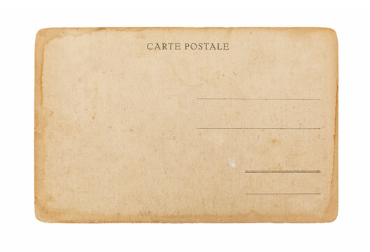 Blank backside of old postcard isolated on white, including clipping path